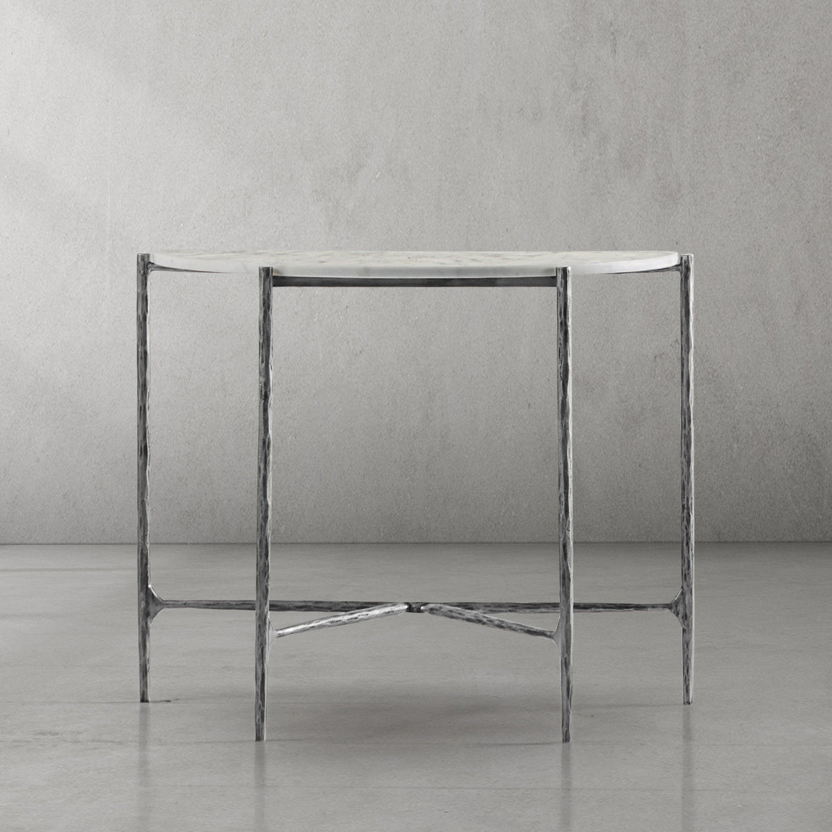 Hand-Forged Metal Semi-circle Console Table