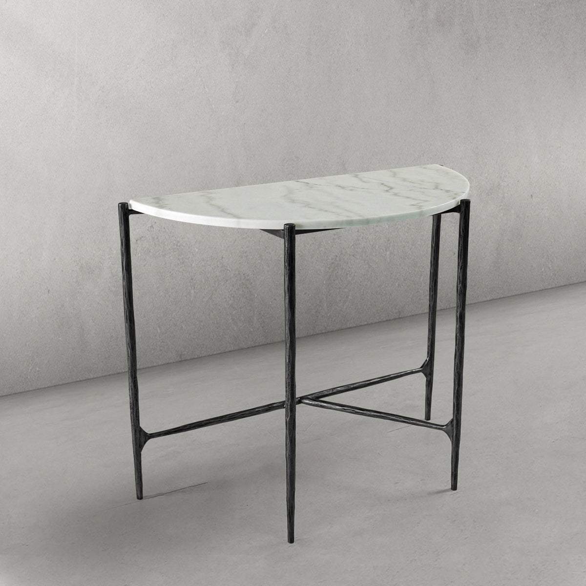 Hand-Forged Metal Semi-circle Console Table