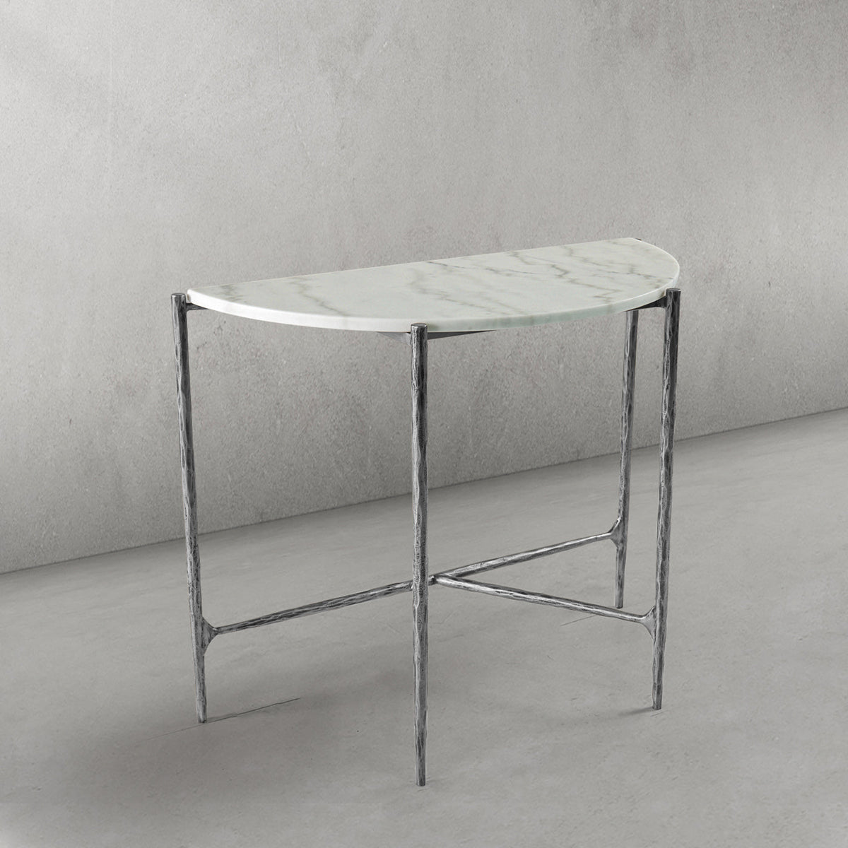 Hand-Forged Metal Semi-circle Console Table