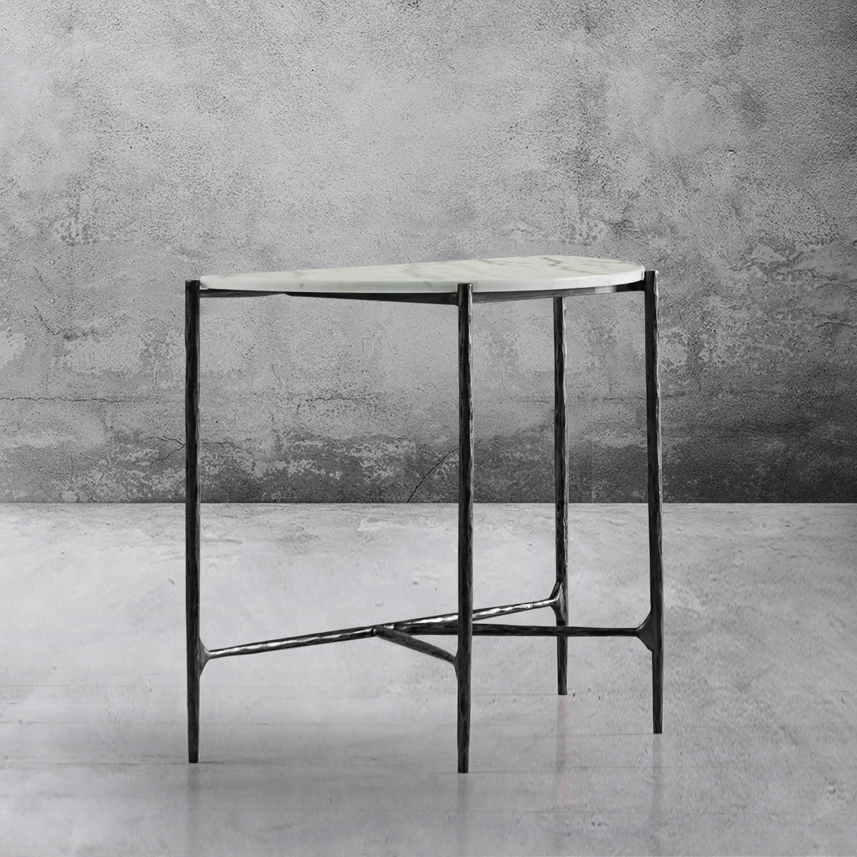 Hand-Forged Metal Semi-circle Console Table