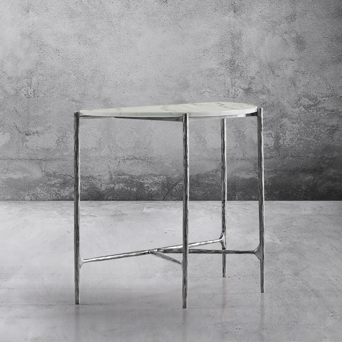 Hand-Forged Metal Semi-circle Console Table