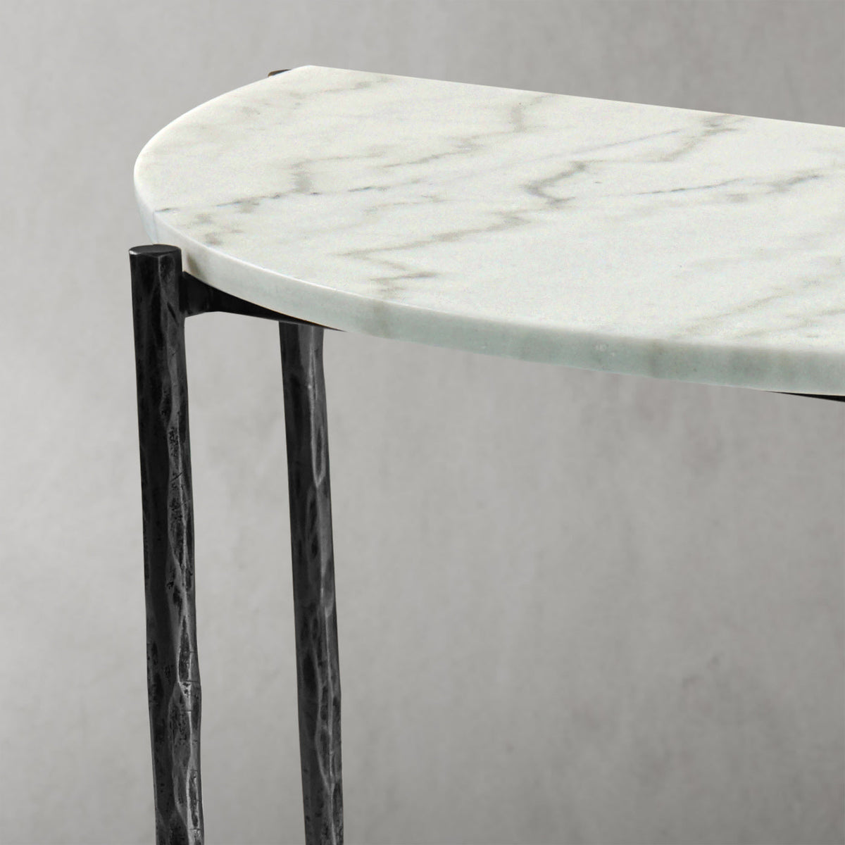 Hand-Forged Metal Semi-circle Console Table