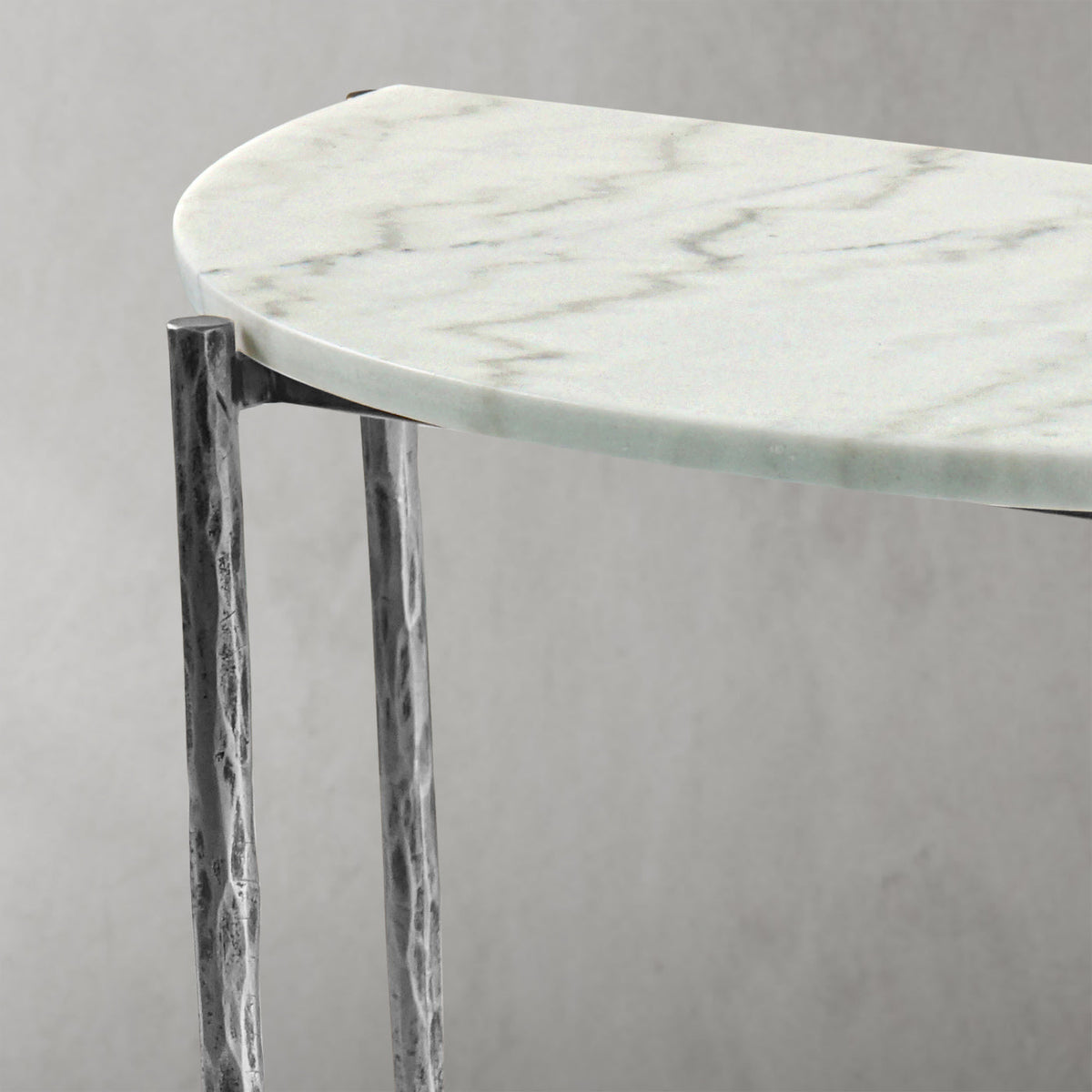 Hand-Forged Metal Semi-circle Console Table