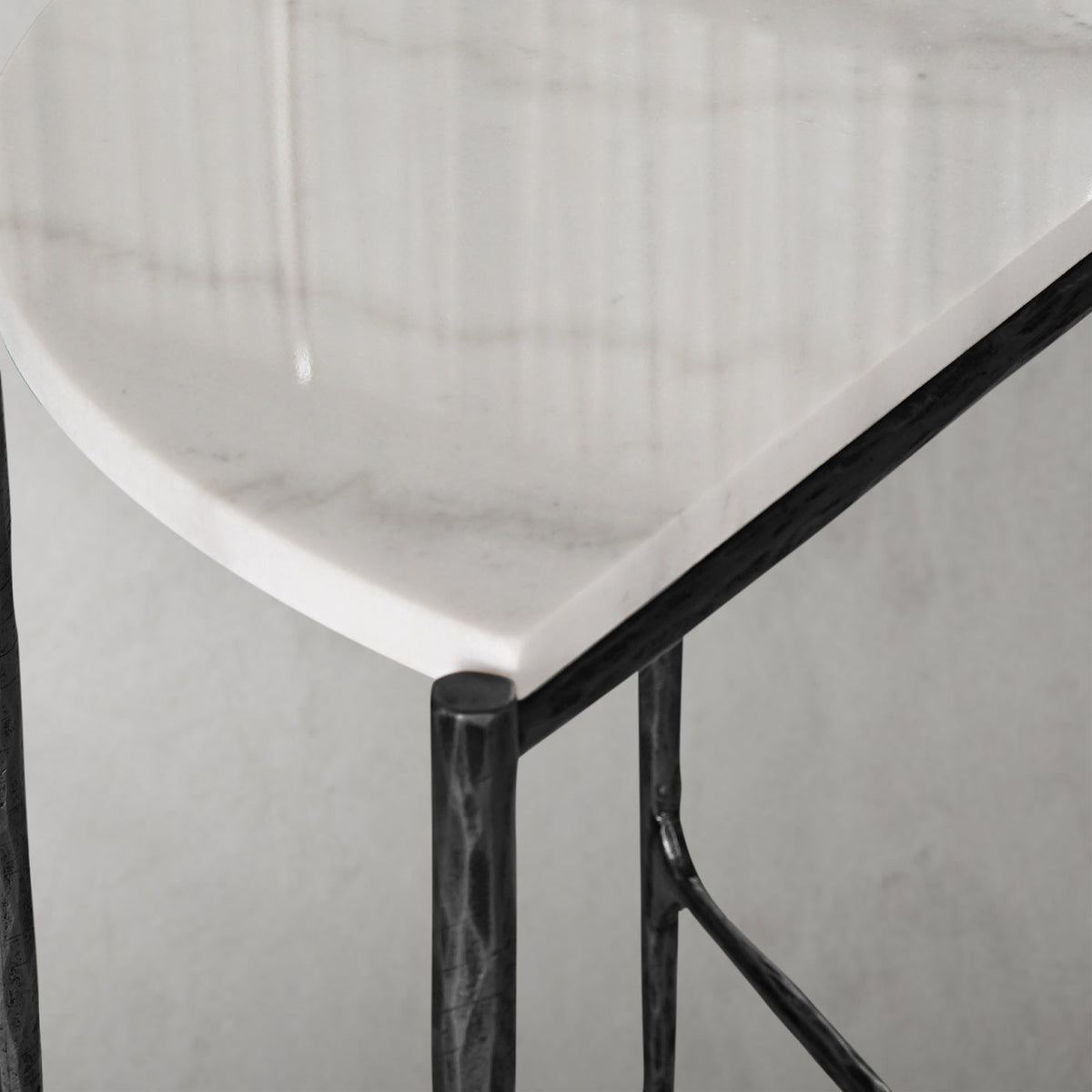 Hand-Forged Metal Semi-circle Console Table
