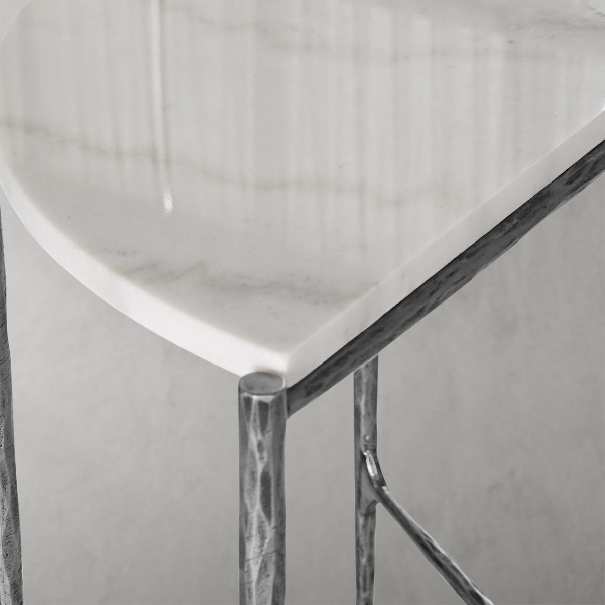 Hand-Forged Metal Semi-circle Console Table