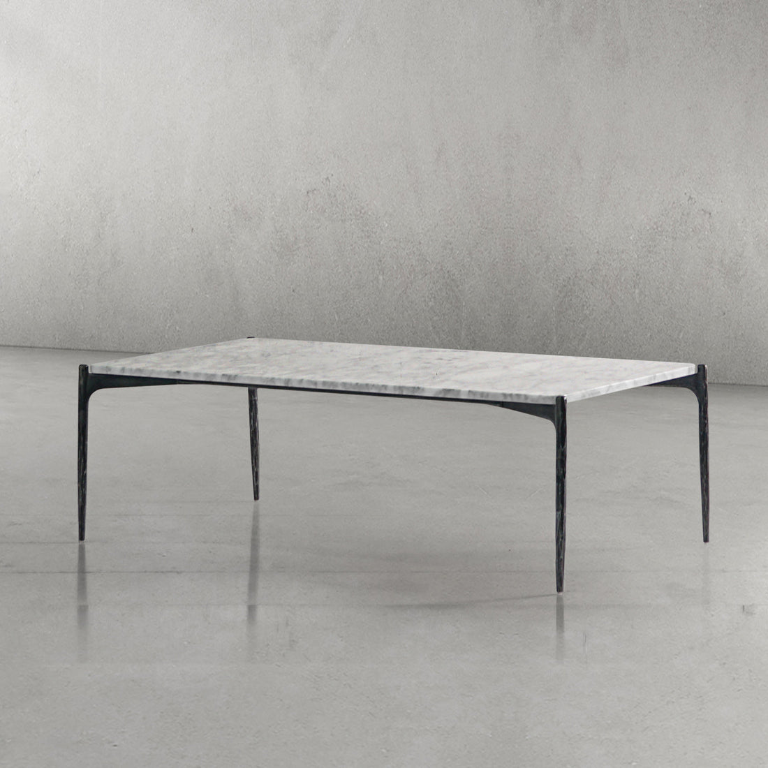 Hand-Forged Metal Rectangle Horn Marble Coffee Table 48"W