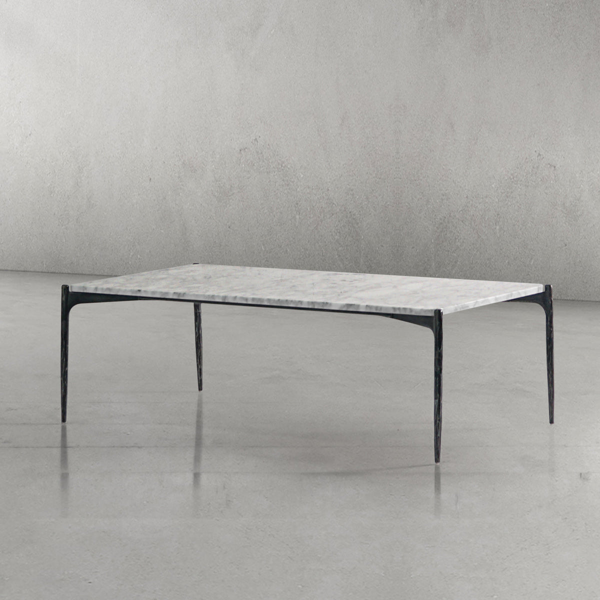 Hand-Forged Metal Rectangle Horn Marble Coffee Table 48"W