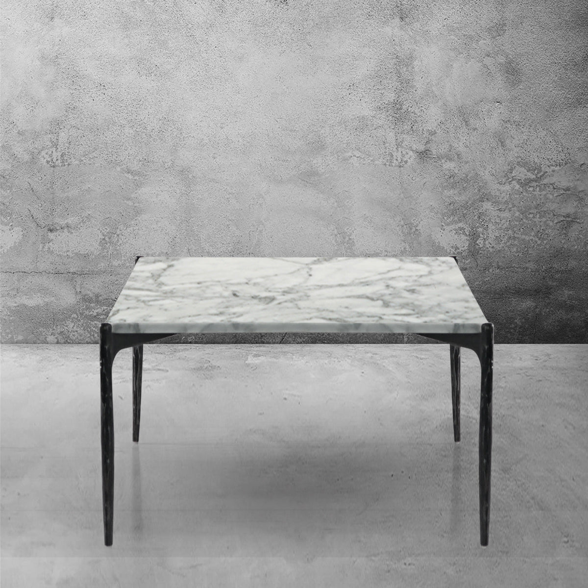 Hand-Forged Metal Rectangle Horn Marble Coffee Table 48"W