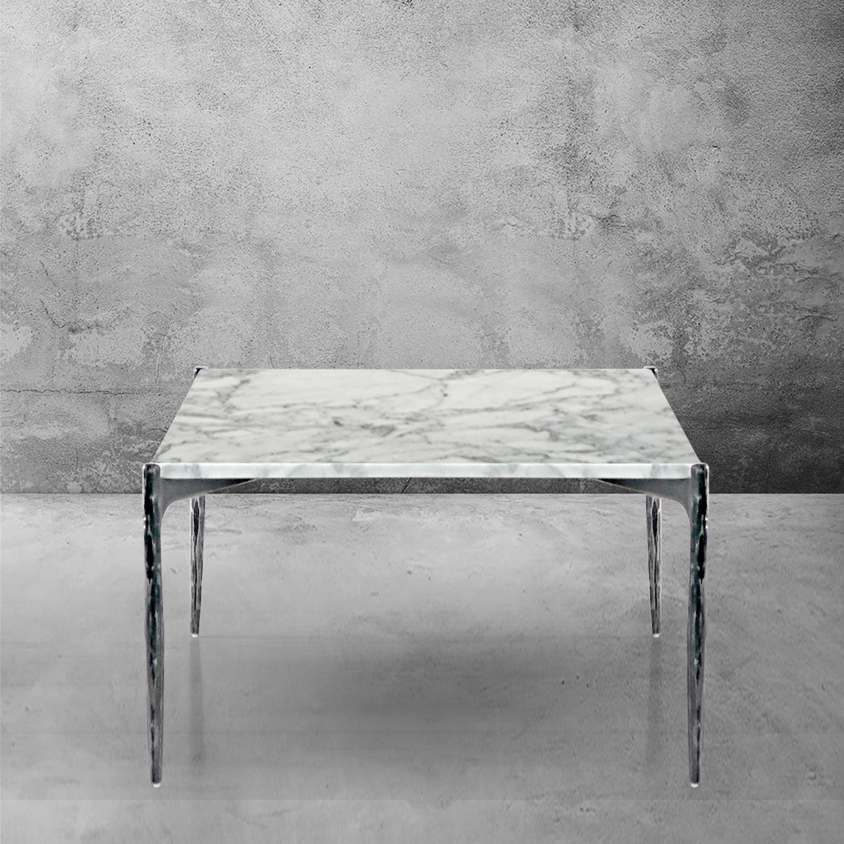 Hand-Forged Metal Rectangle Horn Marble Coffee Table 48"W