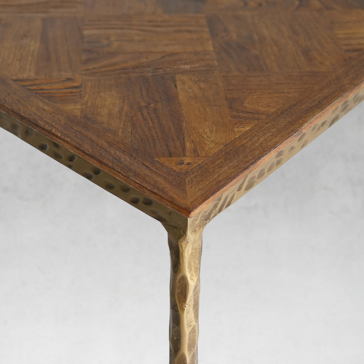 Hand-Forged Metal Metal Frame Elm Wood Console Table