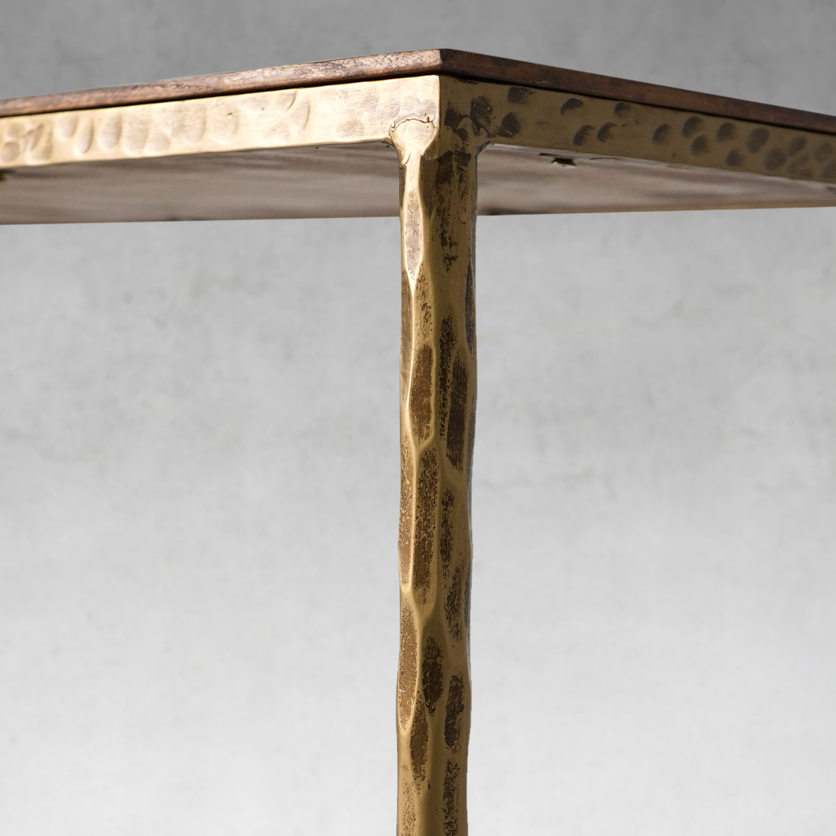 Hand-Forged Metal Metal Frame Elm Wood Console Table