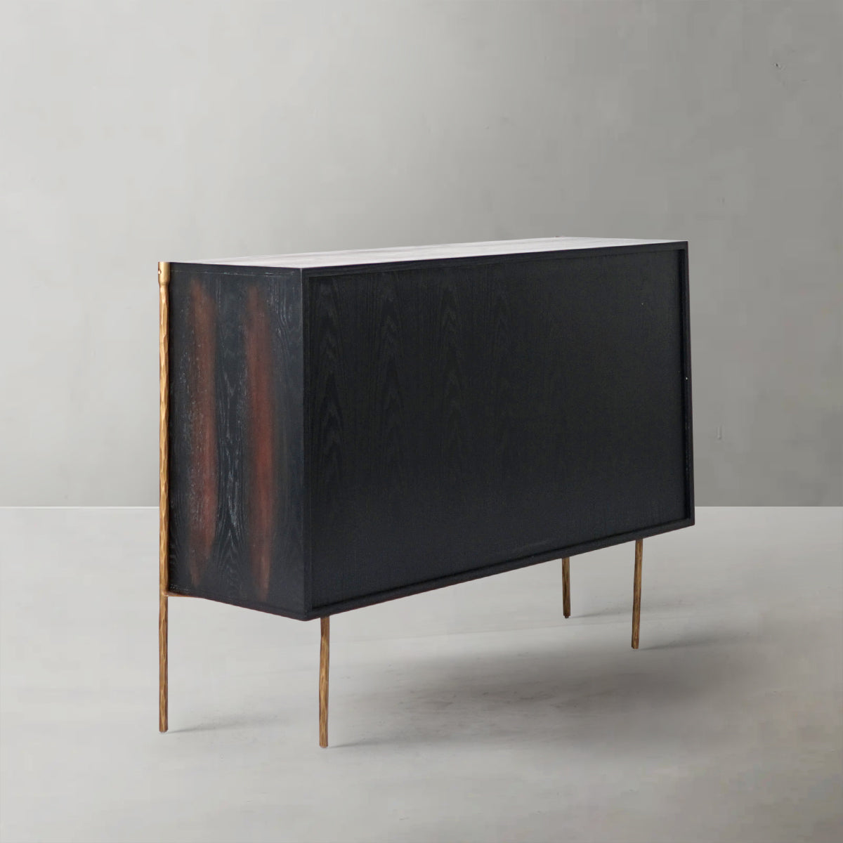 Hand-Forged Metal Metal Frame Rattan 6-Drawer Side Cabinet