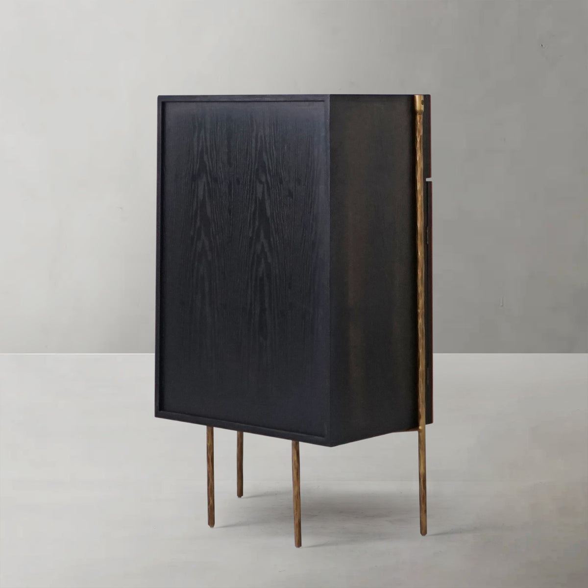 Hand-Forged Metal Metal Frame Rattan Side Cabinet