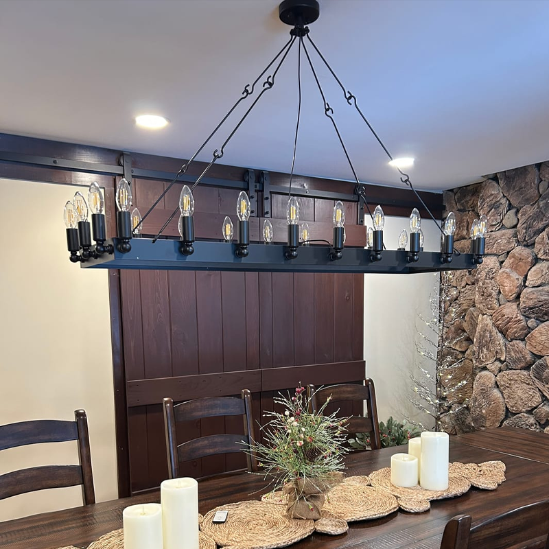Camino Vintage Industrial Rectangle Chandelier 41"