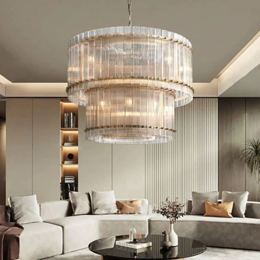 San Marco Vintage Glass Two-Tier Round Chandelier 37"