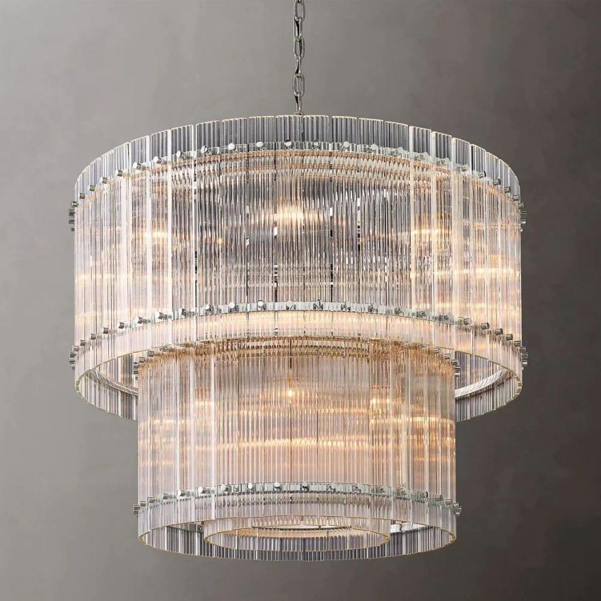 San Marco Vintage Glass Two-Tier Round Chandelier 37"