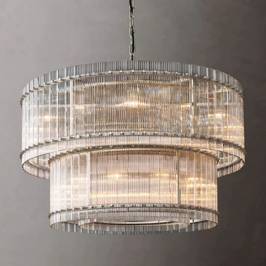 San Marco Vintage Glass Two-Tier Round Chandelier 48"