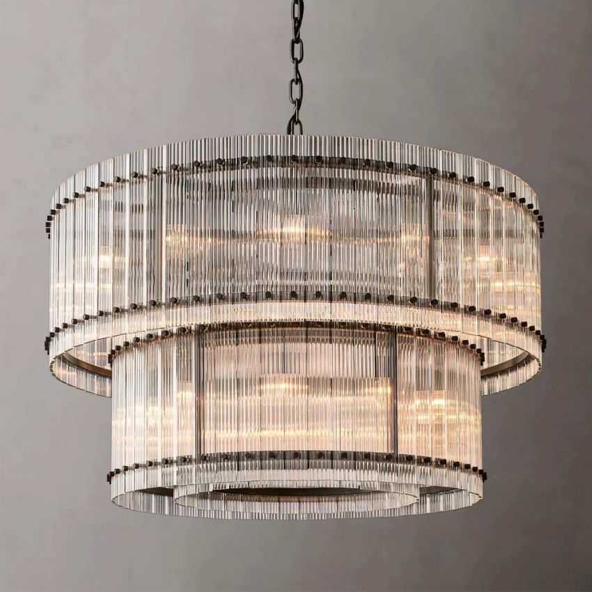 San Marco Vintage Glass Two-Tier Round Chandelier 48"