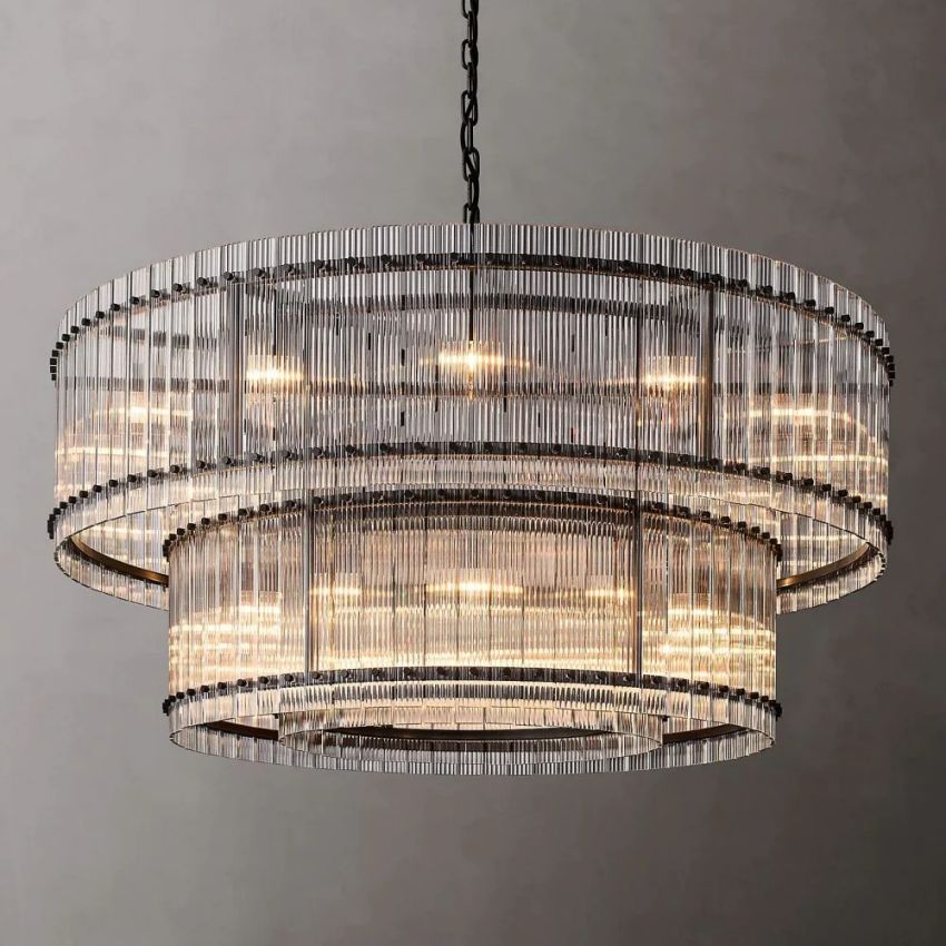 San Marco Vintage Glass Two-Tier Round Chandelier 60"