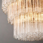 Cielo Lustred Glass Three-Tier Round Chandelier 36"