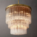 Cielo Lustred Glass Three-Tier Round Chandelier 36"