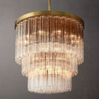 Cielo Lustred Glass Three-Tier Round Chandelier 36"