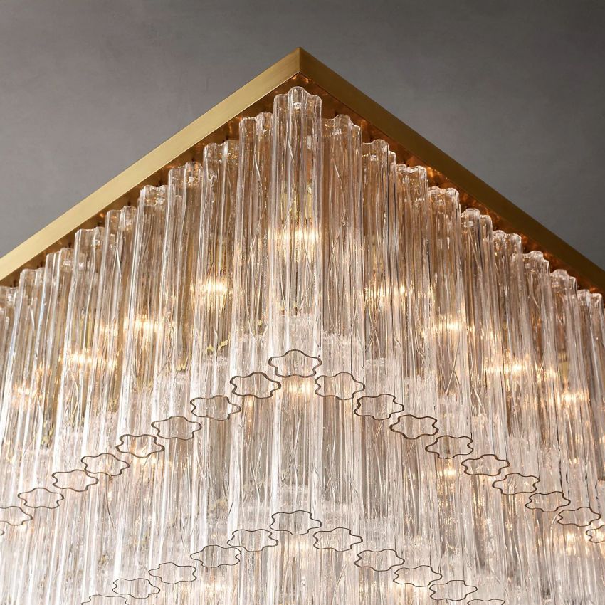 Cielo Lustred Glass Square Chandelier 45"