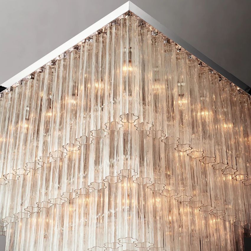 Cielo Lustred Glass Square Chandelier 45"