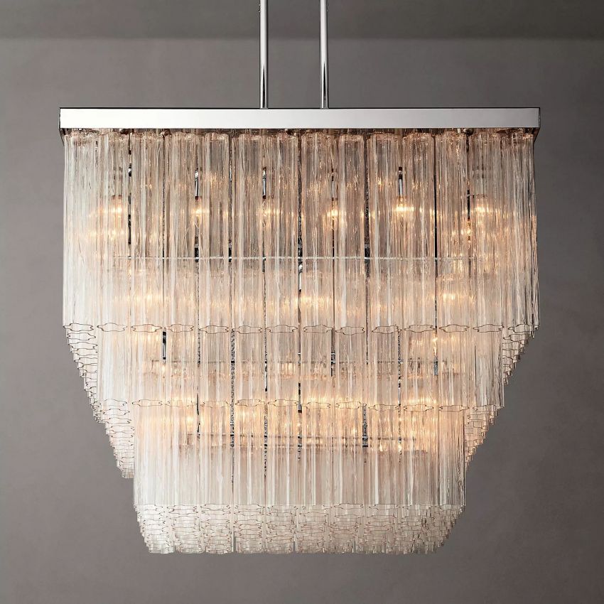 Cielo Lustred Glass Square Chandelier 45"
