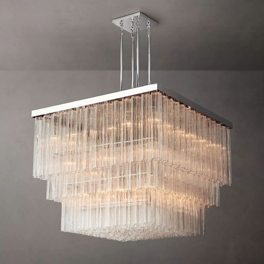 Cielo Lustred Glass Square Chandelier 45"