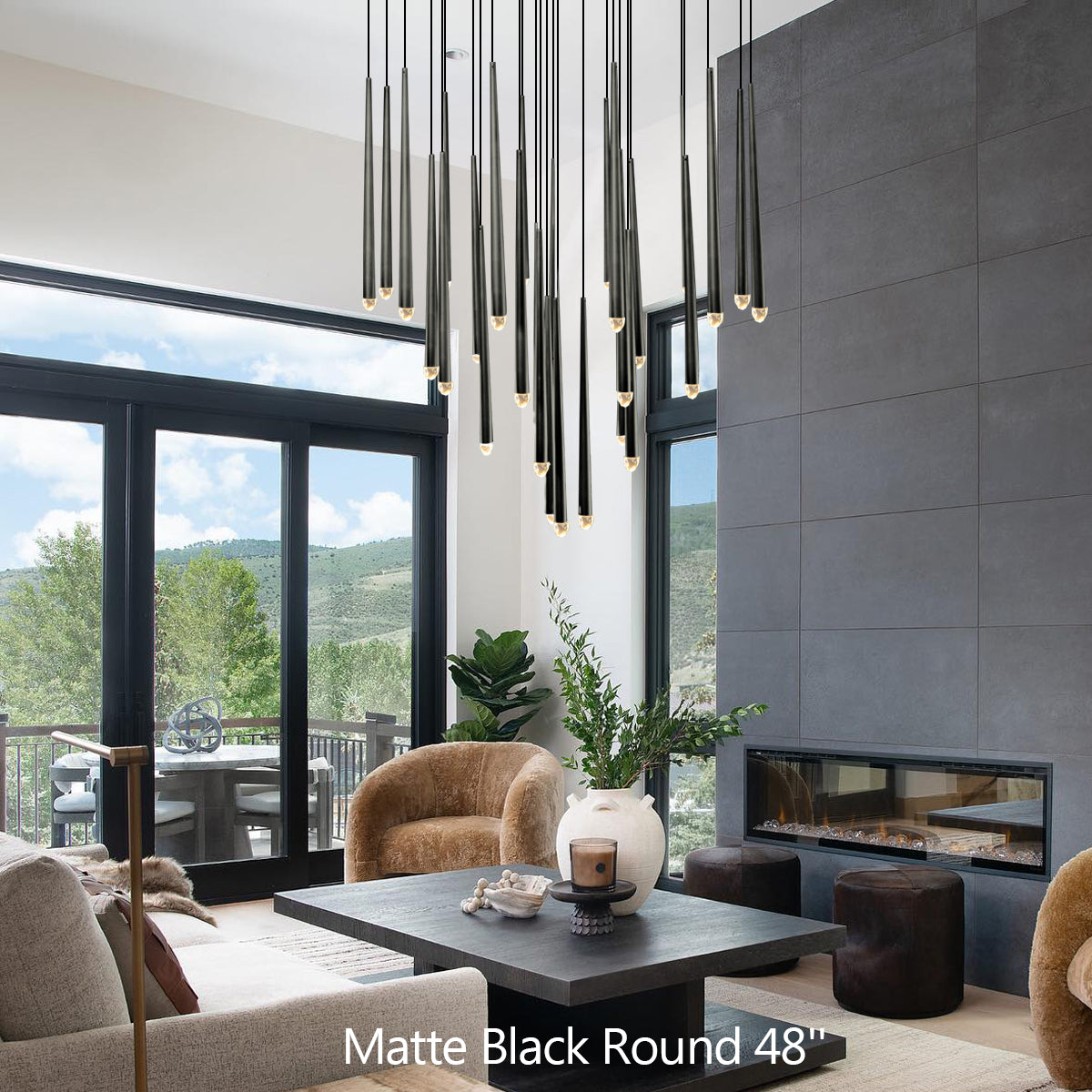 Aquitaine Faceted Cluster Round Chandelier 48"
