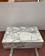 Arabescato Marble Rectangle Plinth Coffee Table | Ready to Ship