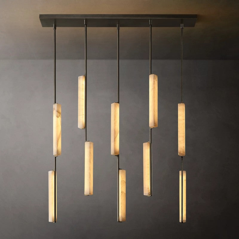 Audubon Sculpt Alabaster Linear Chandelier 54"