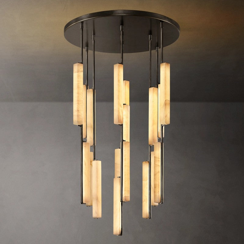 Audubon Sculpt Alabaster Round Chandelier 40"