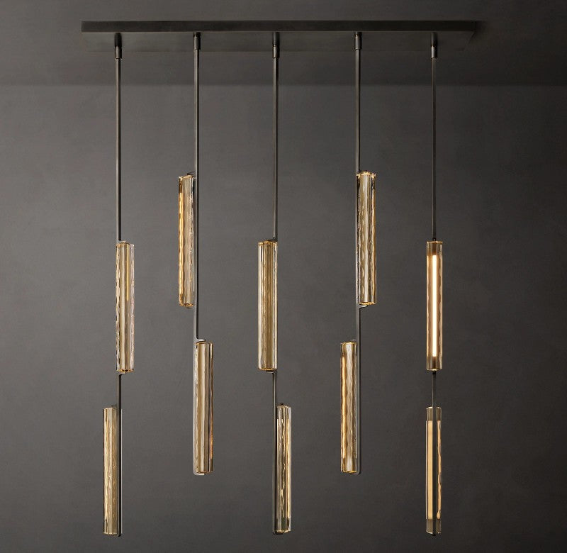 Audubon Sculpt Crystal Linear Chandelier 54"