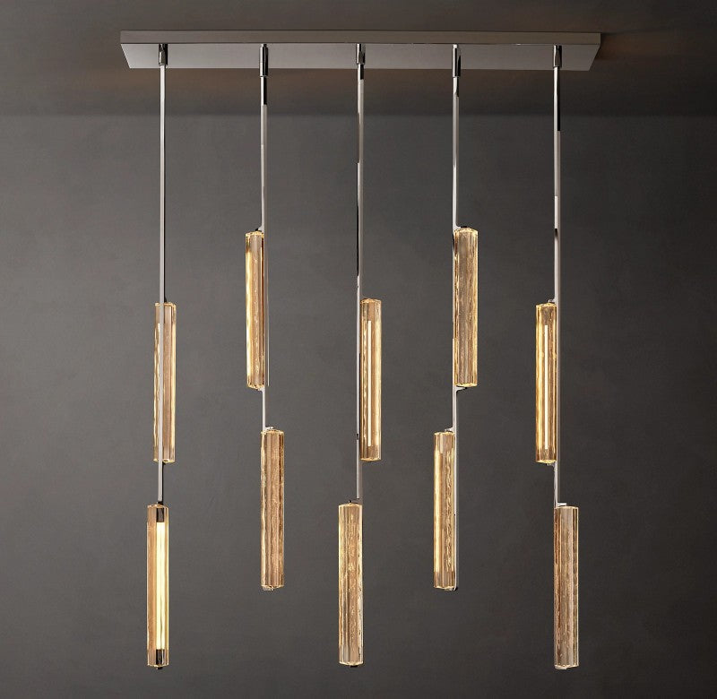Audubon Sculpt Crystal Linear Chandelier 54"