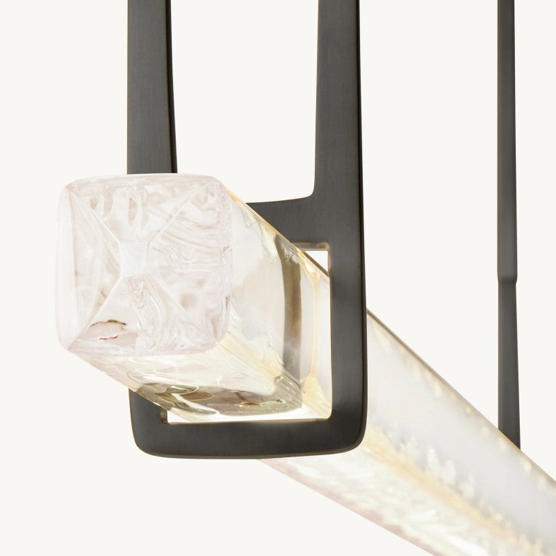 Audubon Sculpt Crystal Single Bar Linear Chandelier 60"