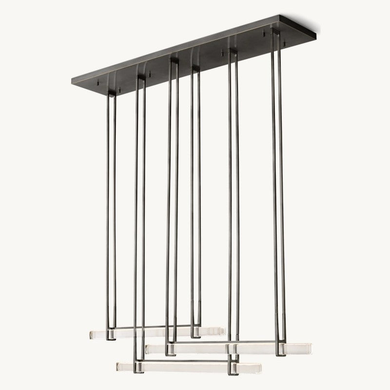 Audubon Sculpt Crystal Triple Bar Linear Chandelier 60"