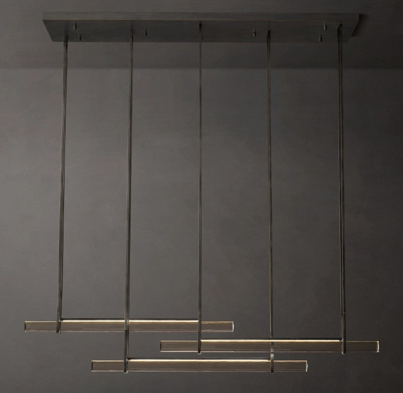 Audubon Sculpt Crystal Triple Bar Linear Chandelier 60"