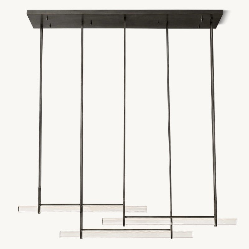 Audubon Sculpt Crystal Triple Bar Linear Chandelier 72"