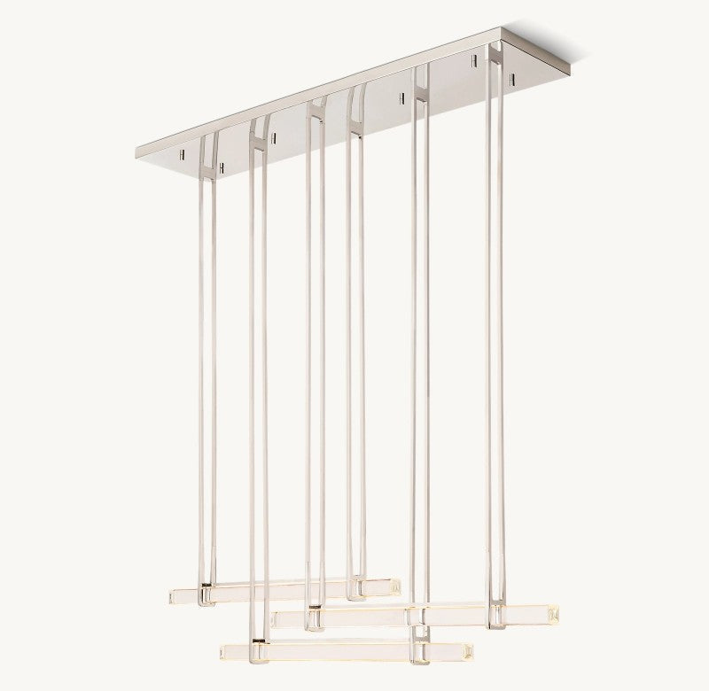 Audubon Sculpt Crystal Triple Bar Linear Chandelier 72"