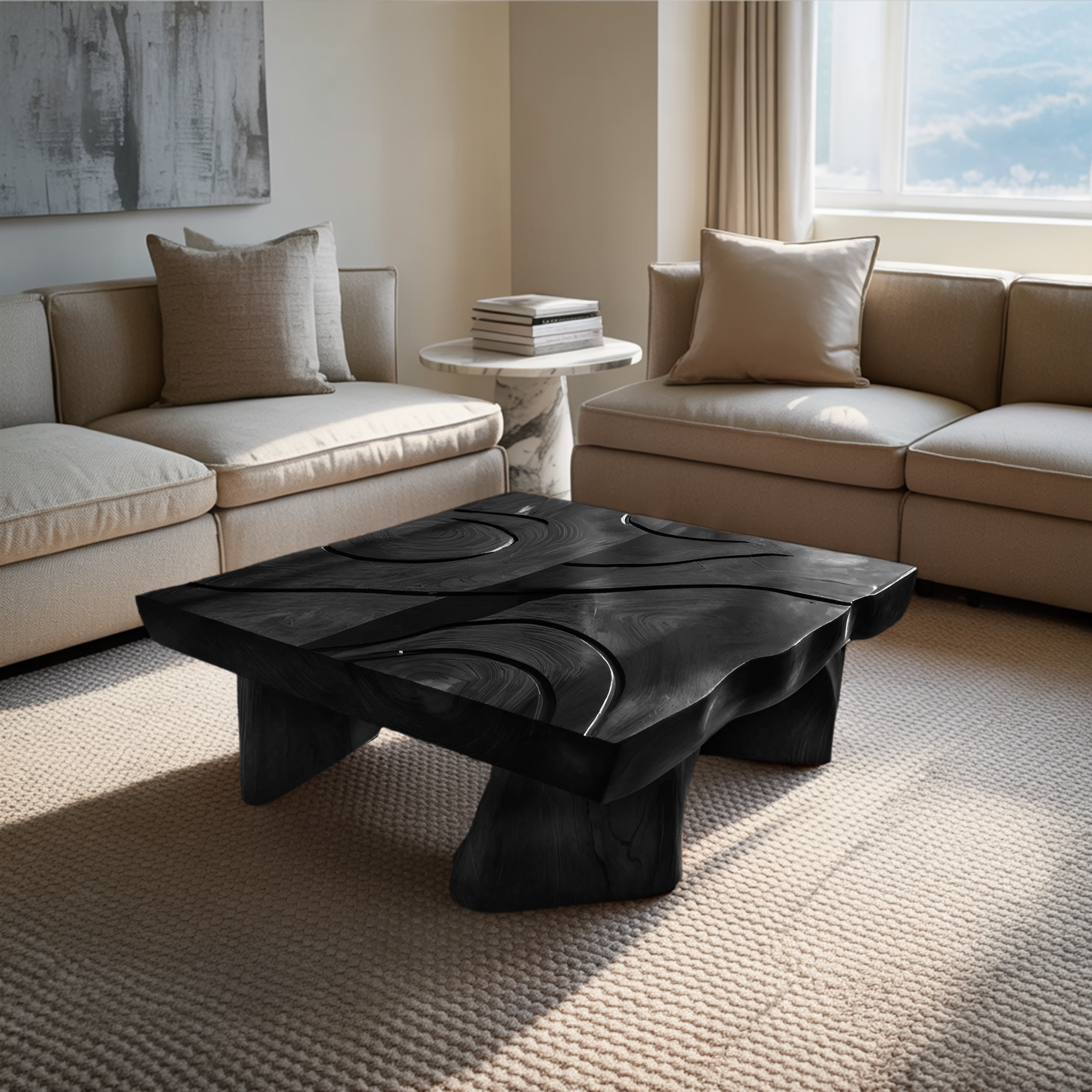Handcrafted Solid Wood Live Edge Table For Living Room