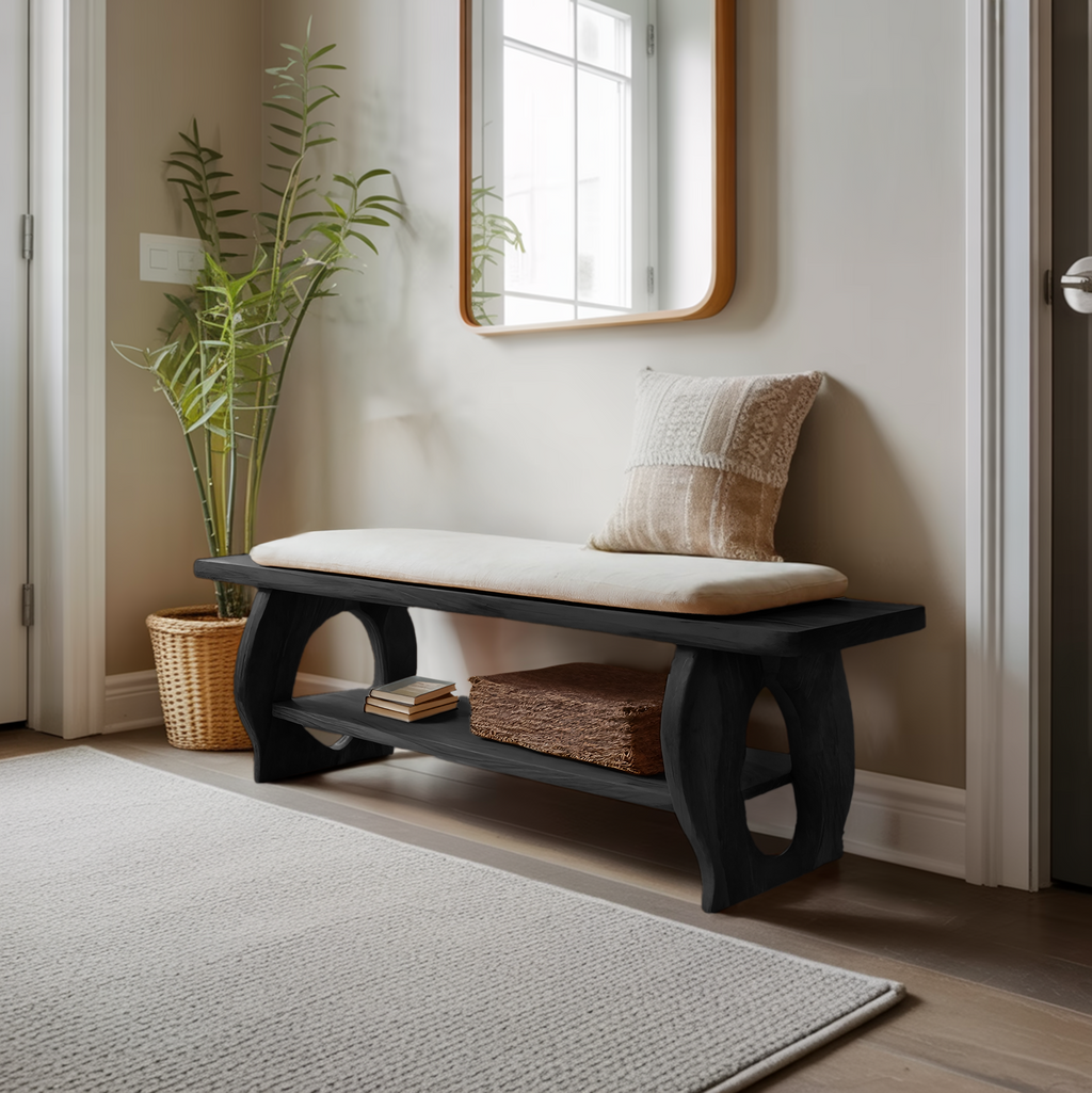 Minimalist Wooden Bench For Bedroom Interior Accent