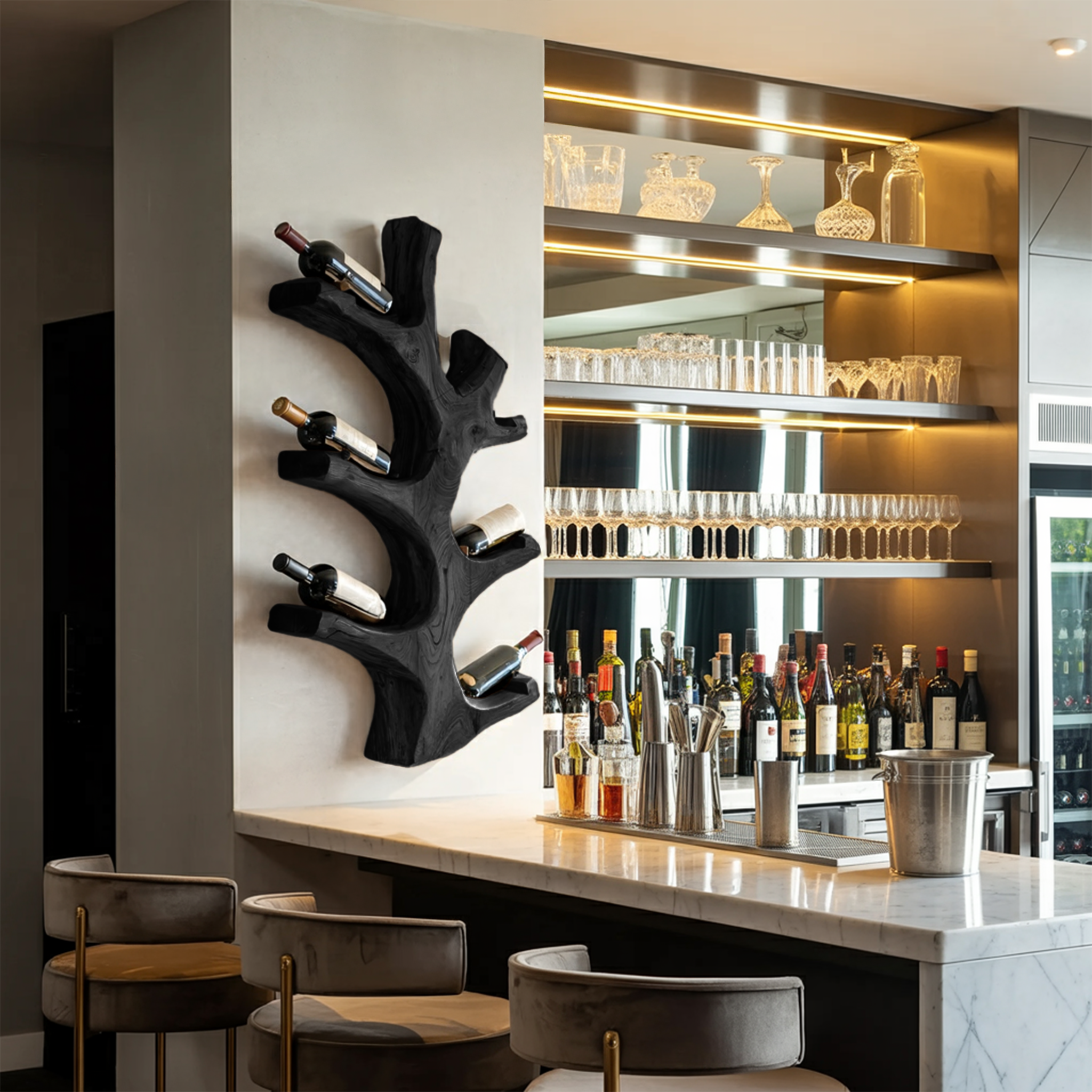 Luxury Wine Bottle Holder Wall Sculpture For Kitchen And Living Room