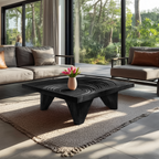 Farmhouse Abstract Wooden Coffee Table For Living Room