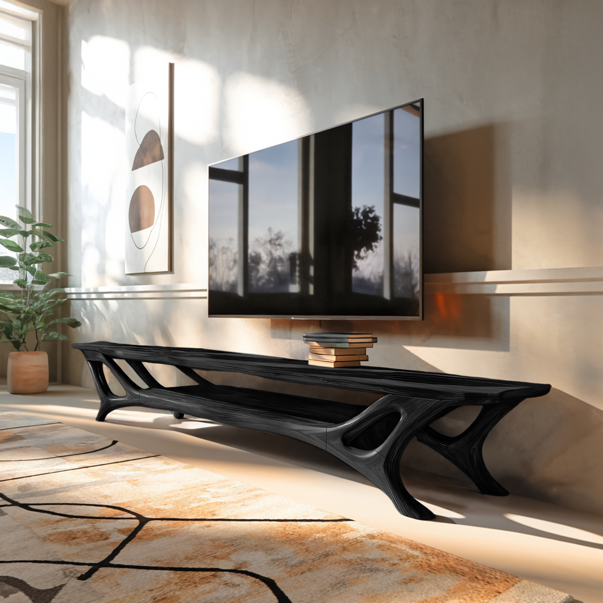 Curved TV Stand For Contemporary Living Room Furniture