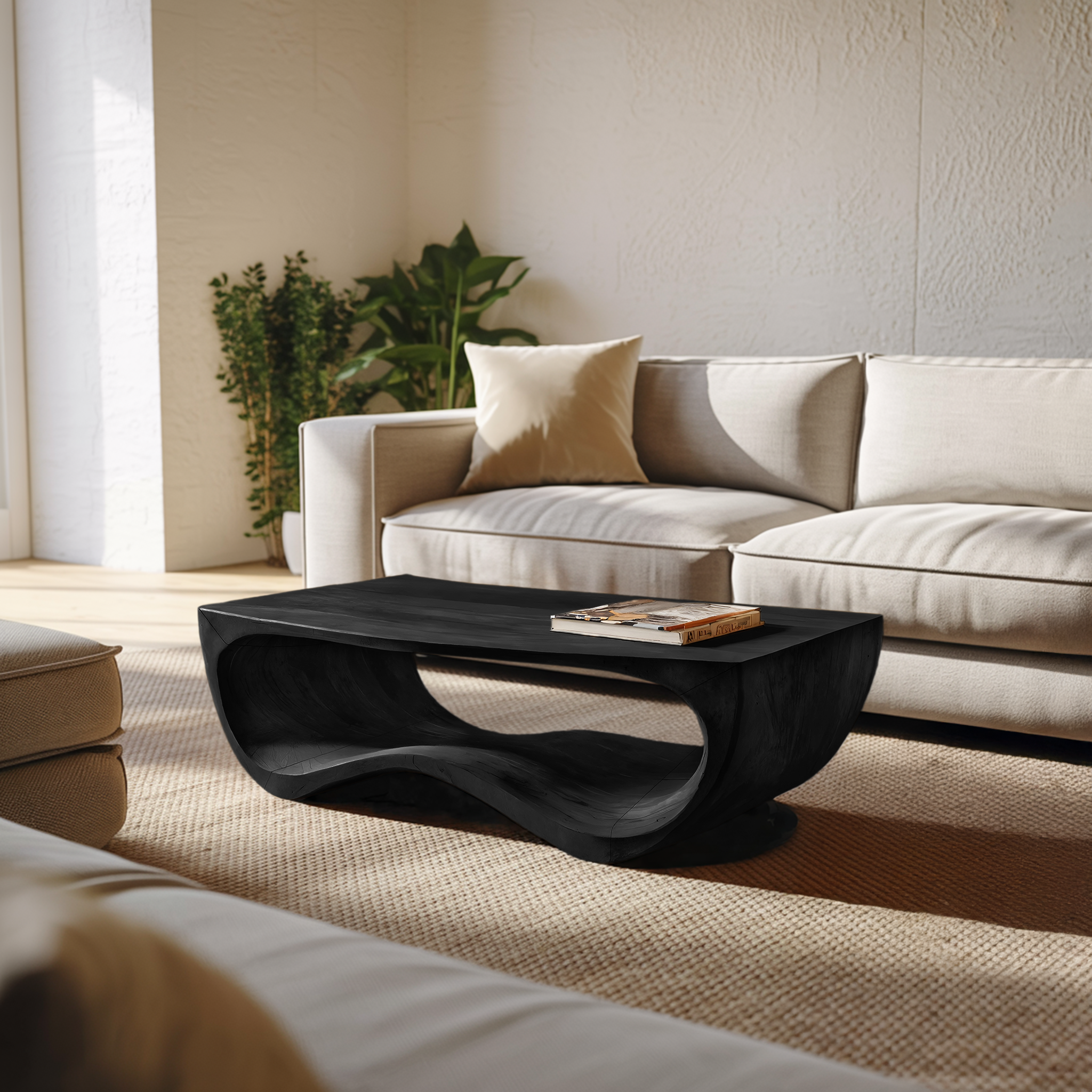 Artistic Sculptural Curved Coffee Table For Living Room