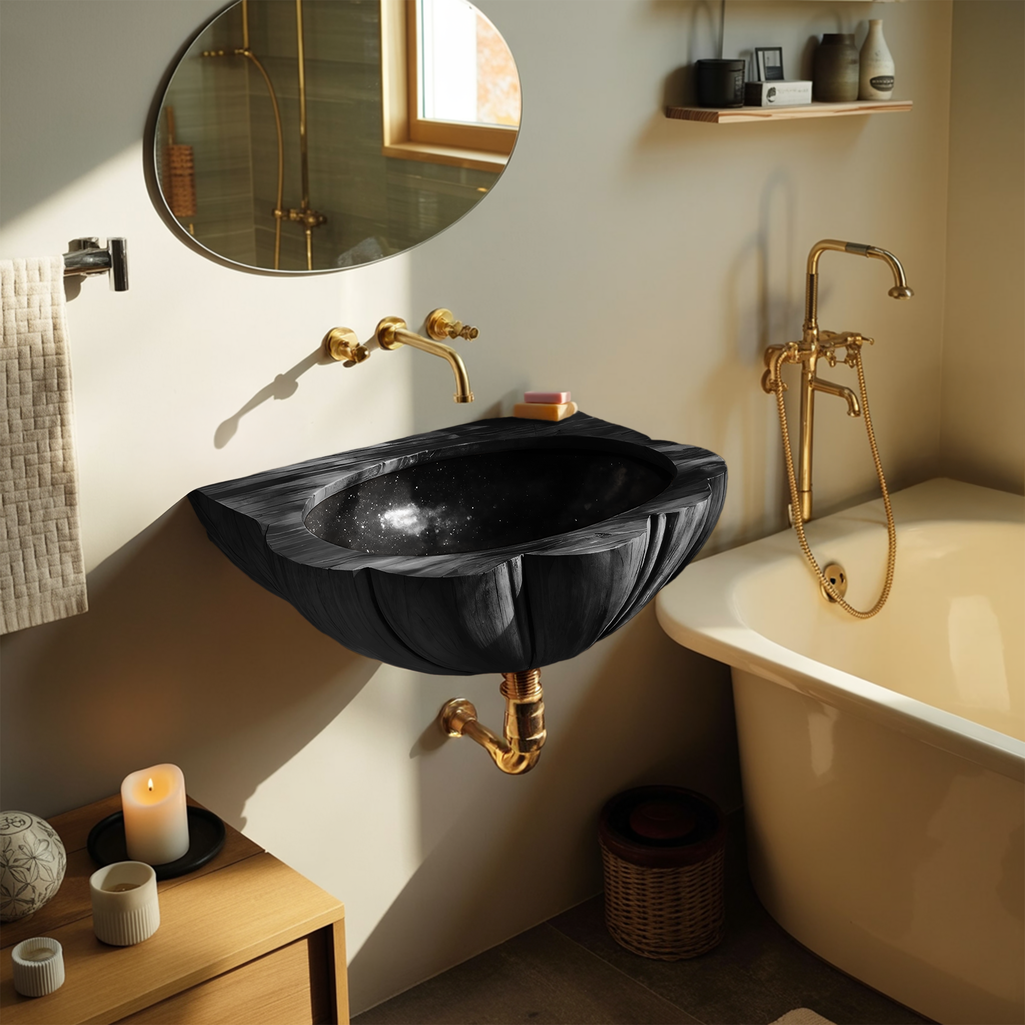 Mid Century Wall Mounted Wooden Bathroom Sink For Stylish Bathroom Decor