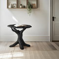 Farmhouse Round End Table For Entryway Design Stylish Furniture Decor