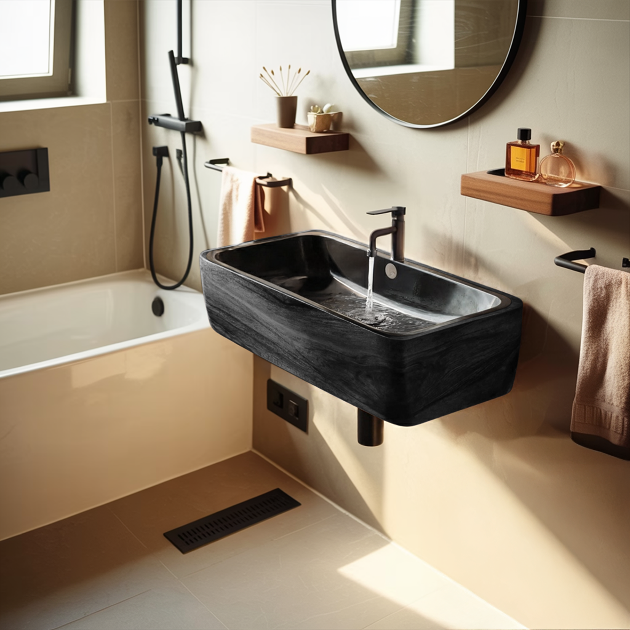 Modern Solid Wood Wash Basin For Spa Inspired Bathroom Decor